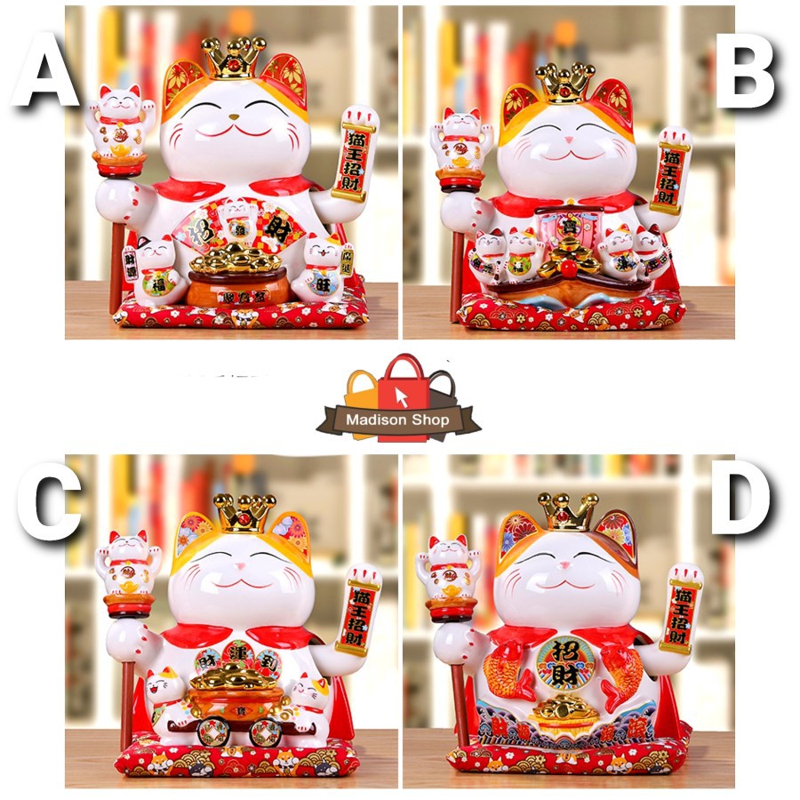 Maneki Neko Elvis 11' Pajangan Kucing Hoki Keramik Kado Imlek Premium