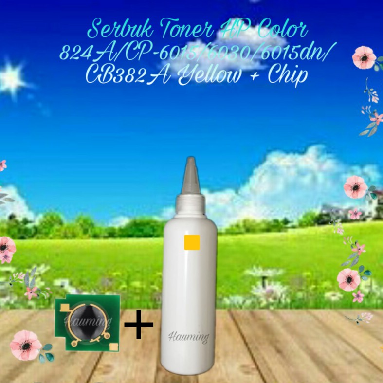 Serbuk Toner Color HP 824A CP6015 CP6030 CP6040 CP6015N CP-6015 6030 6040 CB382A Yellow+ Chip