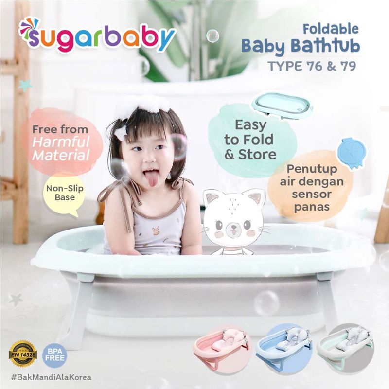 Sugar Baby Foldable Baby Bathtub with Heat Sensor F76 - F79 - Bak Mandi Bayi Anak dengan Sensor Panas