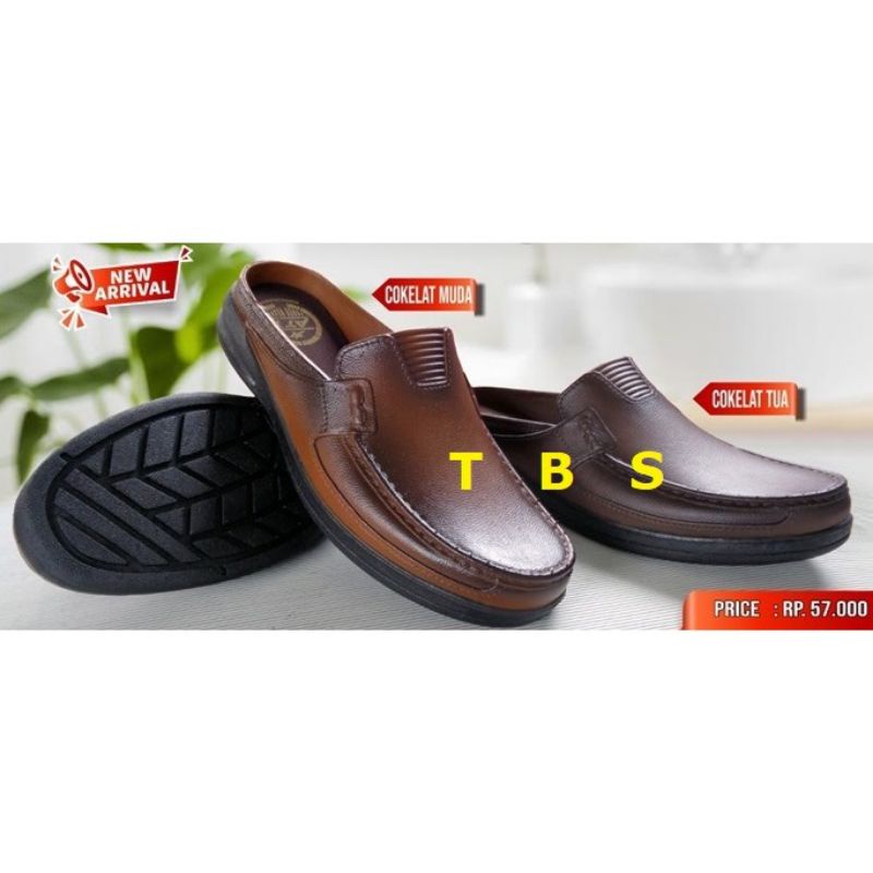 SANDAL SLOP karet PRia Wanita Coklat ATT ABD551