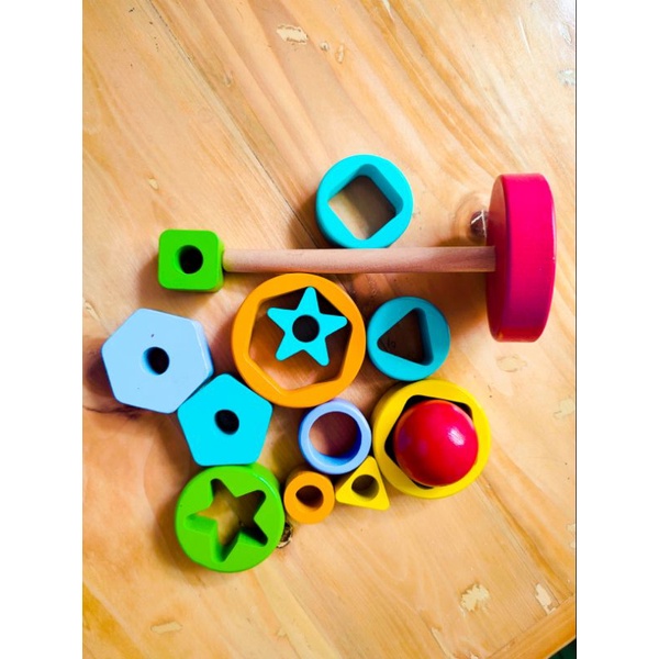 [busyboxes.id] wooden stacker - mainan kayu aneka bentuk