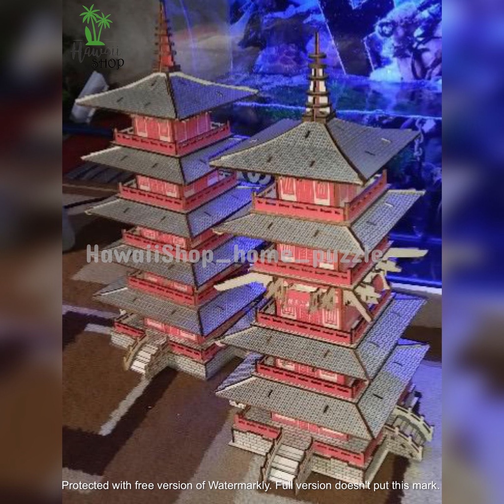 Puzzle 3D DIY Bahan Kayu Model Tempat Wisata China Cold Mountain Temple mainan puzzle edukasi anak