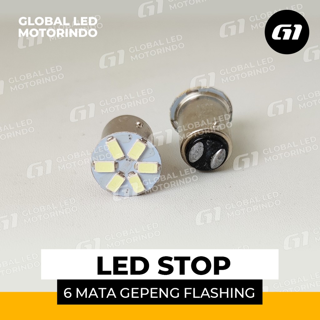 [WERACE] LAMPU LED STOP BAYONET  6 MATA GEPENG FLASHING-2