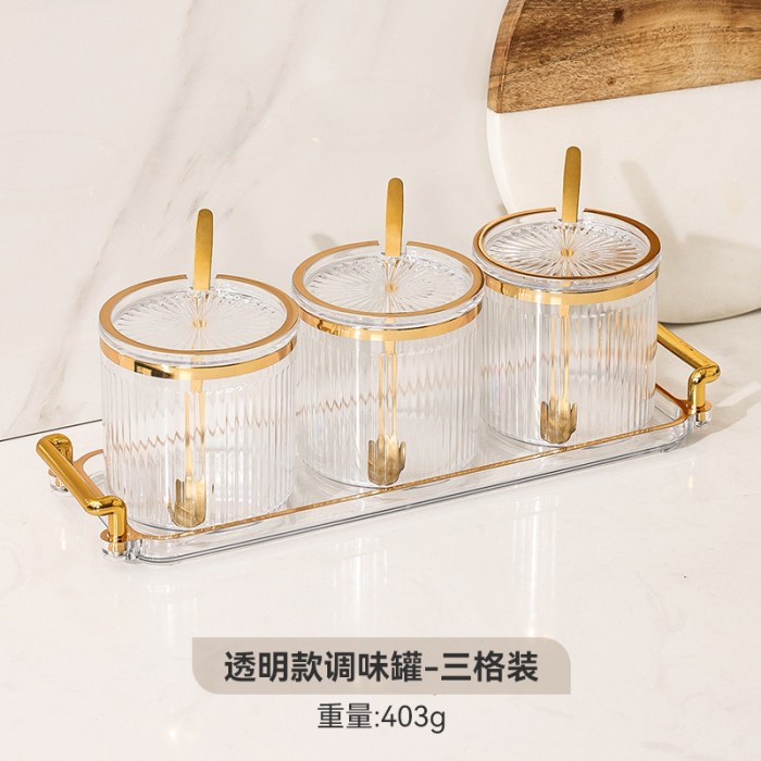 [IMPORT] Tempat Bumbu Plastik Bening Plus tray - Putih