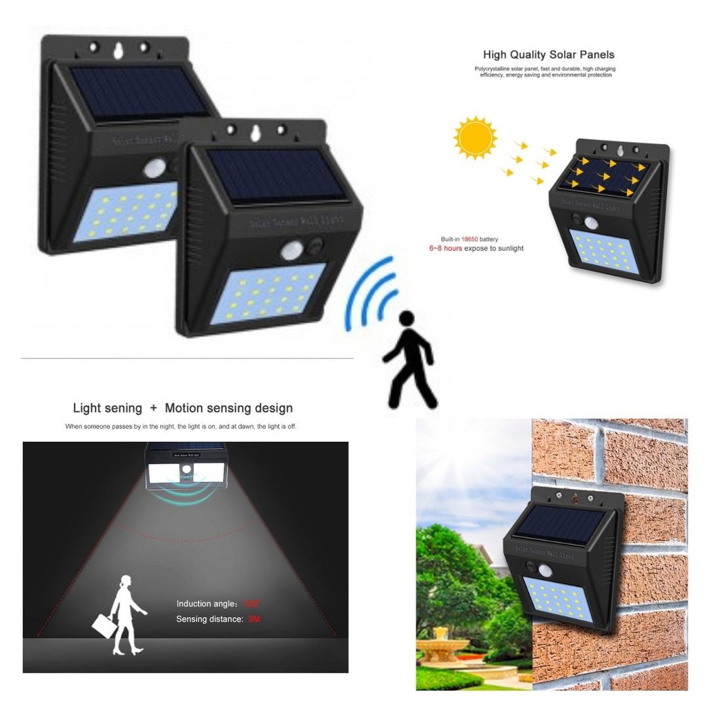 Alarm Lampu Solar Sel Tenaga Matahari Sensor Gerak Weatherproff 111107
