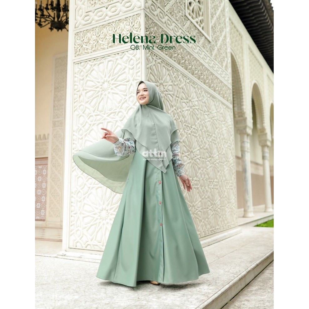HELENA DRESS BY ATTIN GAMIS SYARI MURAH CANTIK BUSUI BAJU BUSANA MUSLIMAH MEWAH KONDANGAN PESTA