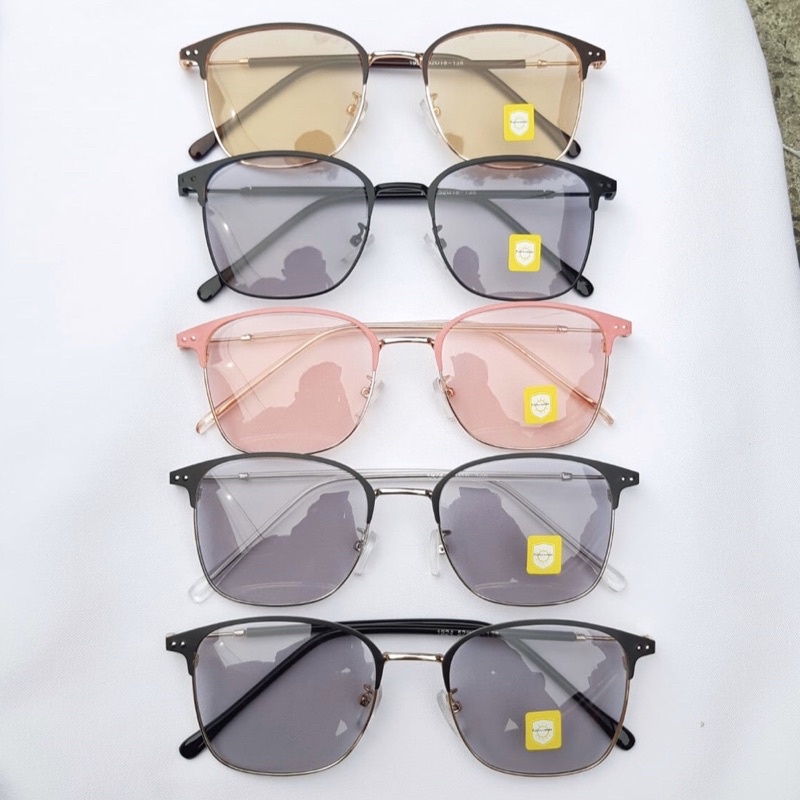 Kacamata Lensa Photocromic Anti Radiasi Wanita Pria Fashion 2 in 1 Besi Frame Potokromik 5551 1924-2