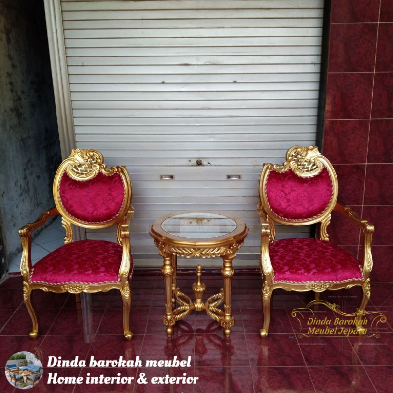 KURSI TERAS BULAN SABIT CUSTOM MODERN, KURSI TERAS UNIK, GOLD UKIR MEWAH BERKUALITAS