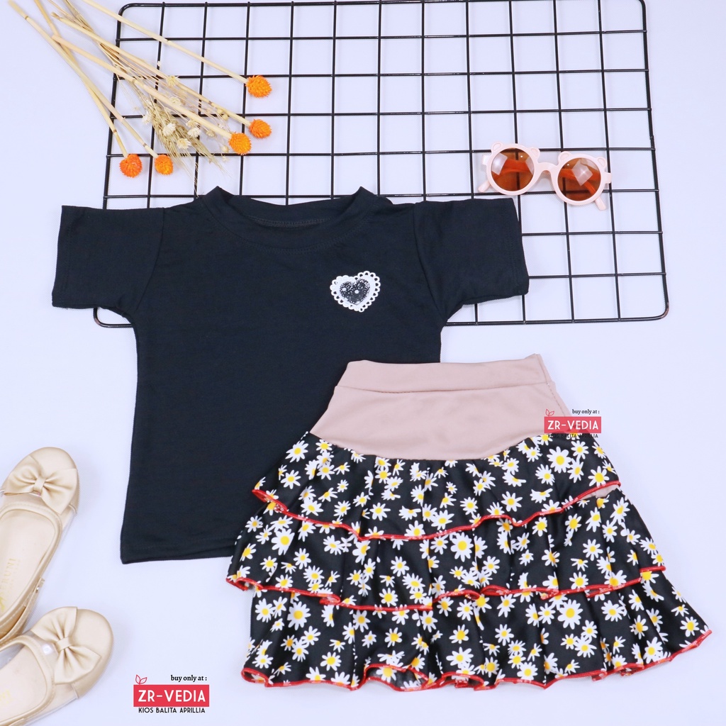 Setelan Mixed Candy uk 1-2 Tahun / Set Lengan Pendek Bawahan Rok Anak Perempuan Baju Cewek Atasan Bawahan Murah