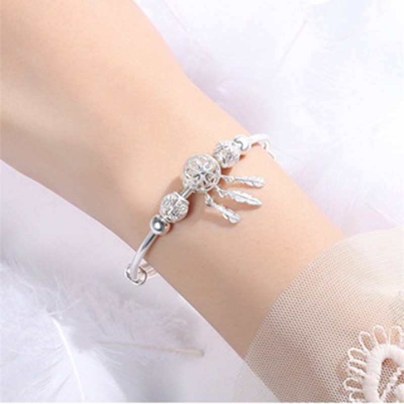 925 perak sterling wanita gelang lucky bell fashion perhiasan