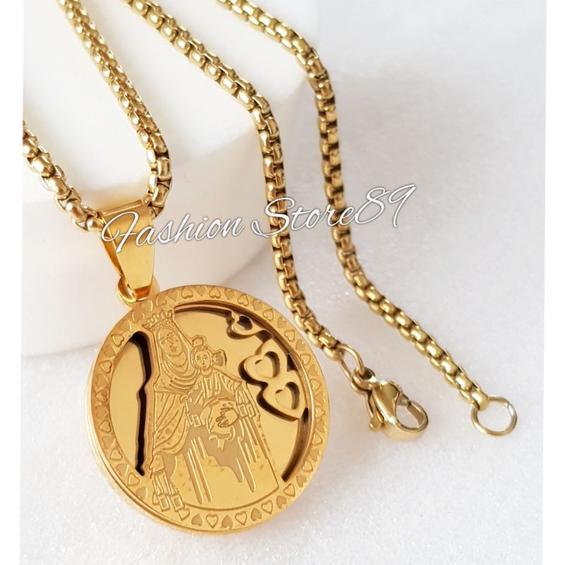 Kalung Titanium Rohani Jesus Bunda Maria Antikarat Impor Bestquality Premium Titanium Gold Fashion Rohani