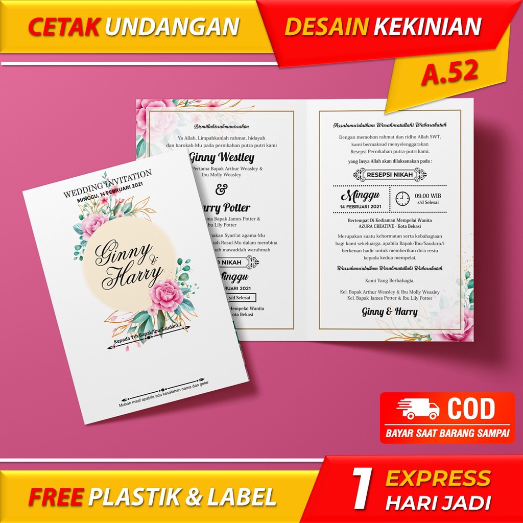 Jual CETAK KARTU UNDANGAN PERNIKAHAN MURAH - NIKAH KHITANAN CUSTOM ...