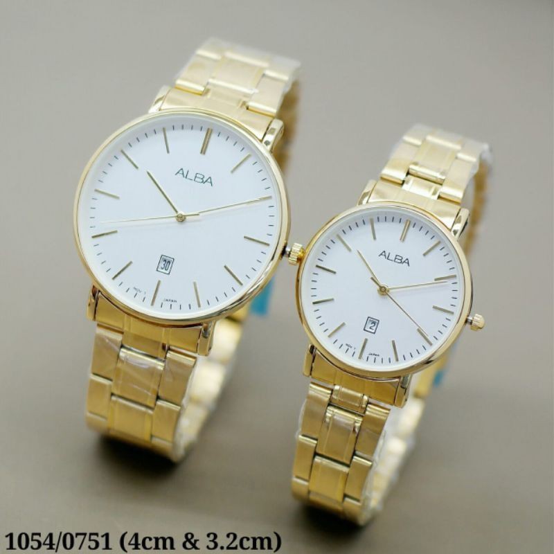 bisa satuan/jam tangan Couple AIba bulat Classic balok garis SPR_HY rantai tanggal aktif