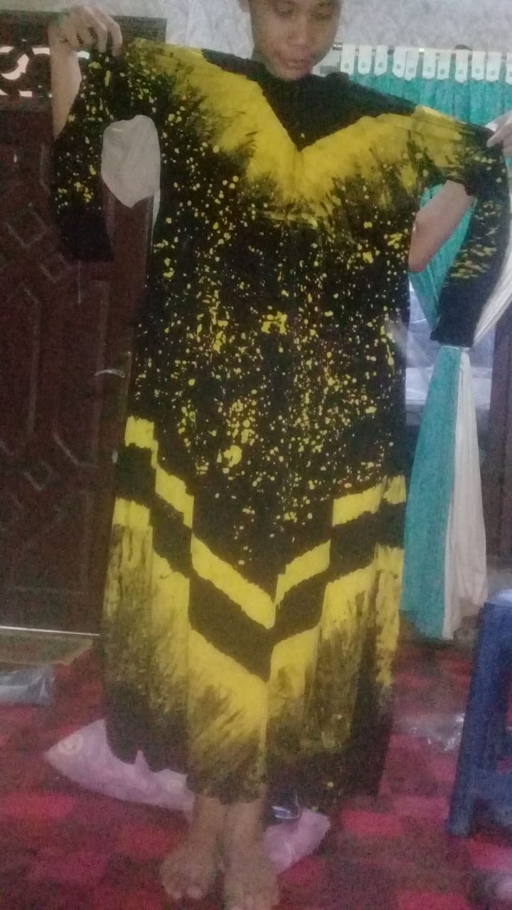 Original ! Gamis Batik Twill Ori Tiedye Abstrak