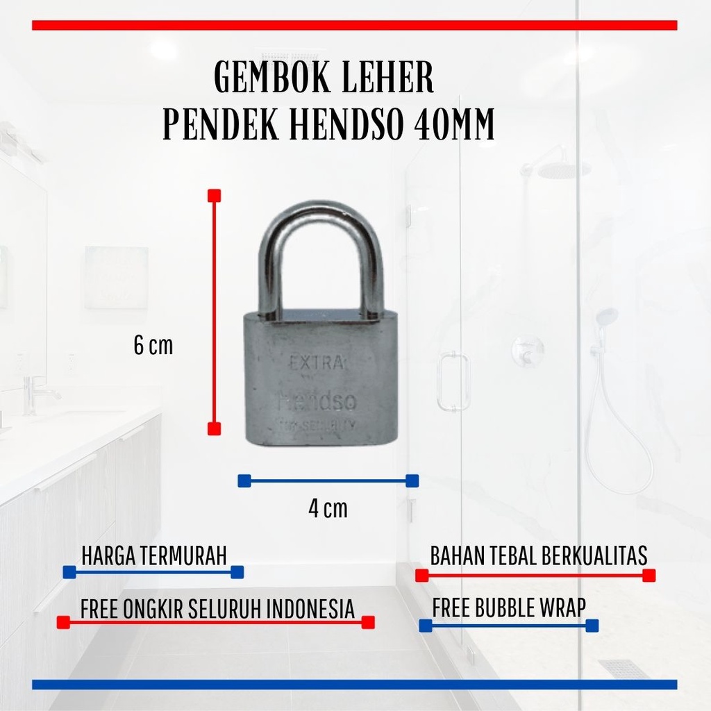 Gembok Putih Leher Pendek / Leher Panjang 40mm Crome