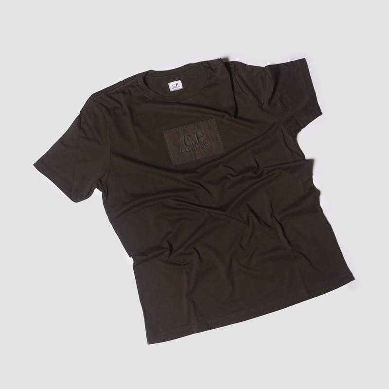Tshirt CP Company Box Logo in Army