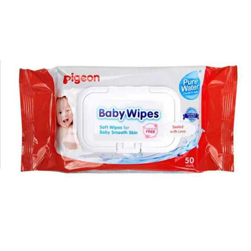 Pigeon Baby Wipes Pure Water 50 sheets / tisu basah bayi