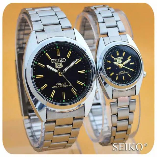 FREE BATERAI JAM TANGAN COUPLE MURAH SEIKO BALOK RANTAI PREMIUM POLOS // SK002