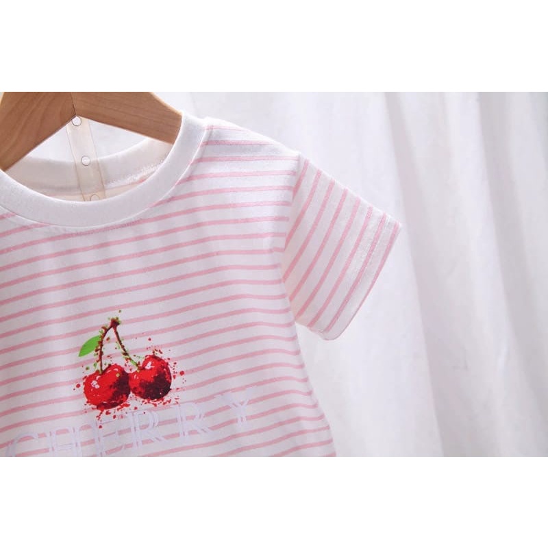 Promo !! Setelan Anak Perempuan Import /  setelan overal red cherries Ukuran 9bln-3thn / Baju Anak Imut