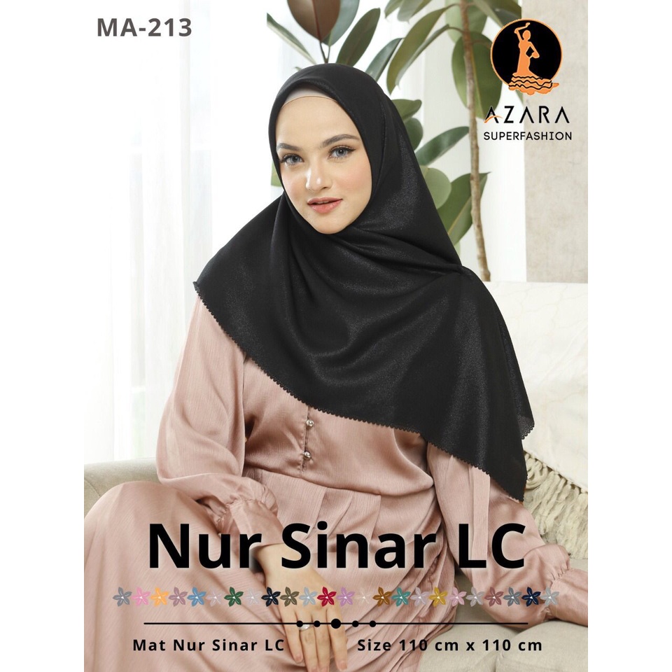 GROSIR 10 PCS - AZARA - Jilbab Segi Empat Azara Nur Sinar/Nur Sinaran Laser Cut (LC)