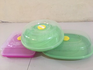 Tempat Bolu / Tempat Kue / Tempat Roti Bulat + Tutup Bening