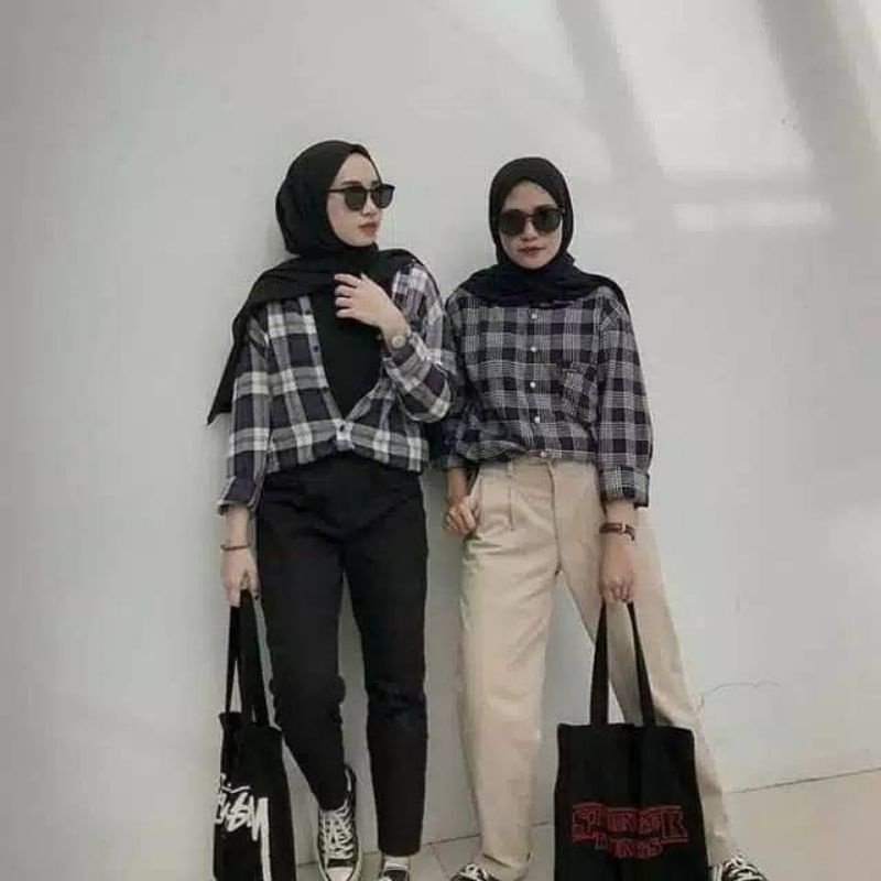 flanel kotak kotak best seller baju flanel unisek