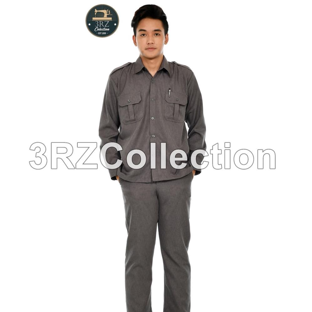 PAO.436507 • Seragam Dinas Pria Baju Dinas Abu Abu Baju Seragam Abu Tua Kerja Kantor Pria Seragam PN