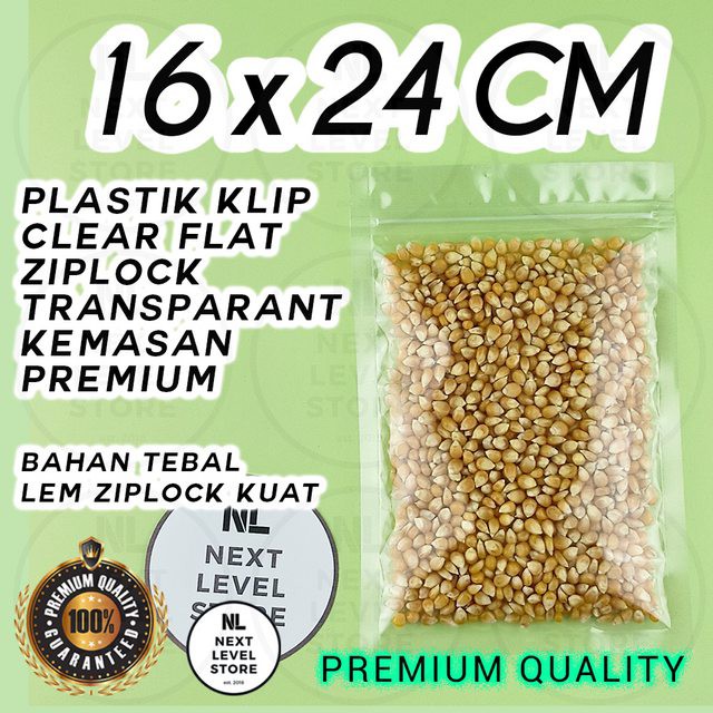 Plastik Klip CLEAR FLAT 16x24 cm Ziplock Kemasan Transparant Premium