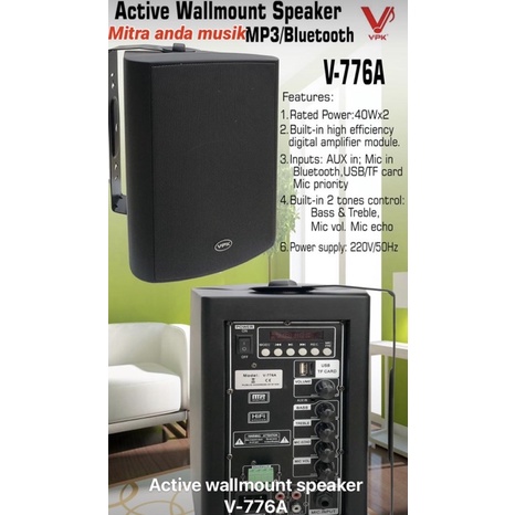 Speaker aktif portable wallmount usb mp3 bluetooth vpk v776a