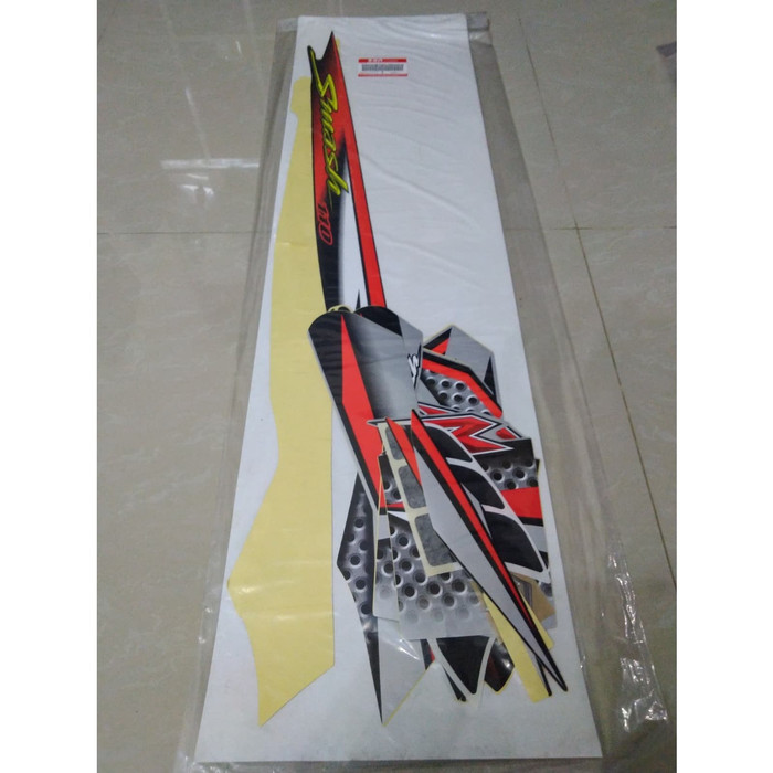 STIKER BODI STRIPING SMASH 2005 OREN HITAM SILVER ORIGINAL SUZUKI