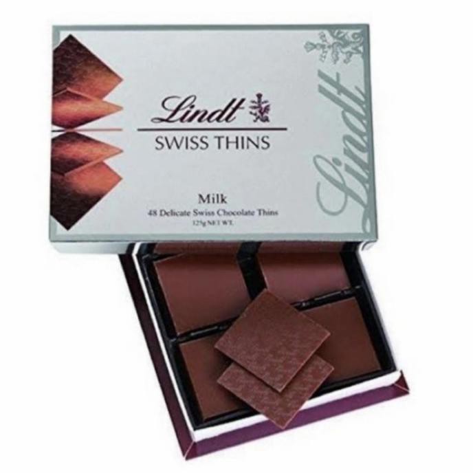 

TERBARU LINDT SWISS THINS MILK CHOCOLATE 48 DELICATE COKLAT COKELAT