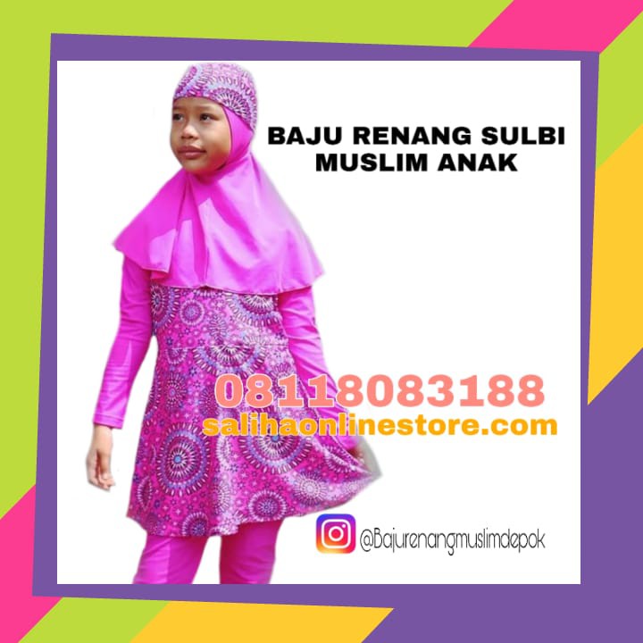 BAJU RENANG ANAK PEREMPUAN MUSLIM SULBI TANGAN PANJANG MOTIF LUCU READY DARI BAYI SAMPAI REMAJA