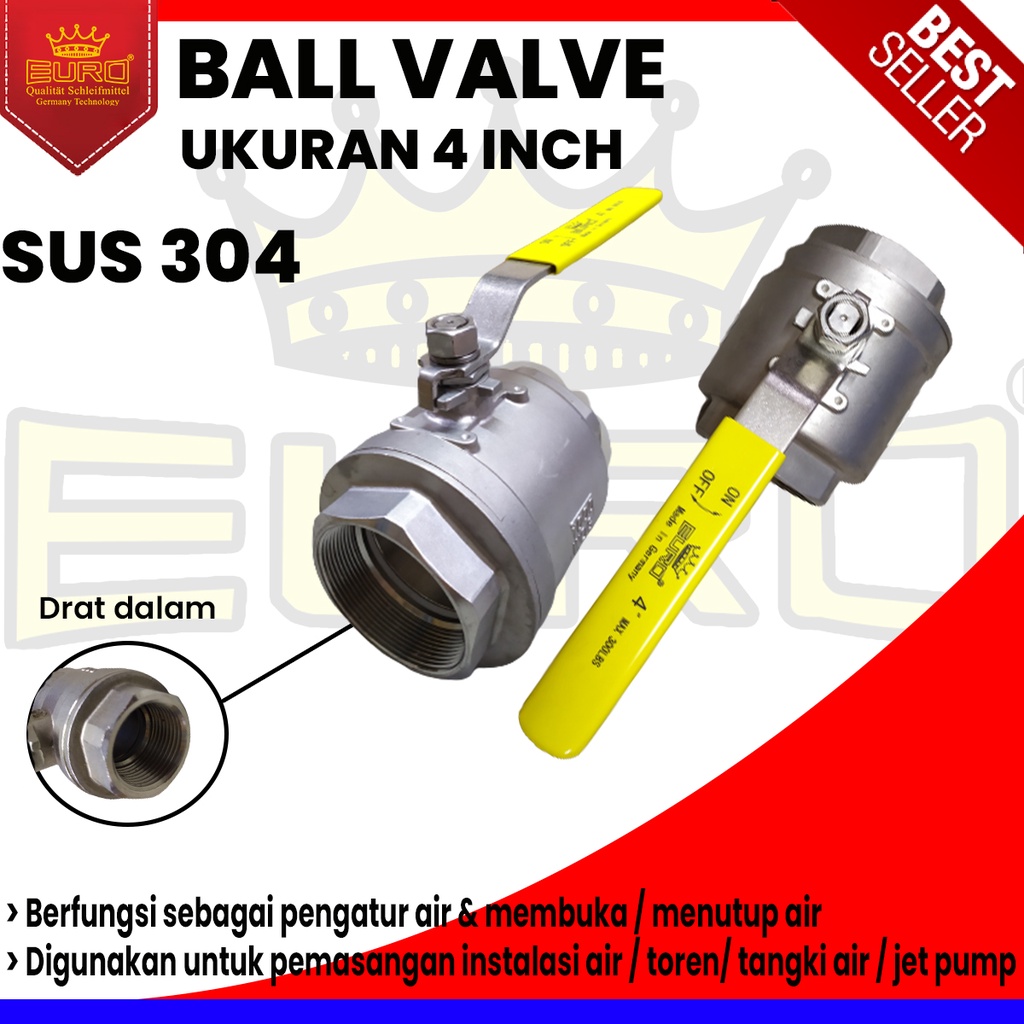 Ball Valve Stop Kran Keran Air Gas Brass Stainless Steel