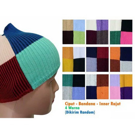 AFI - EC - Bandana Ciput Rajut 4 Warna Dalaman Kerudung