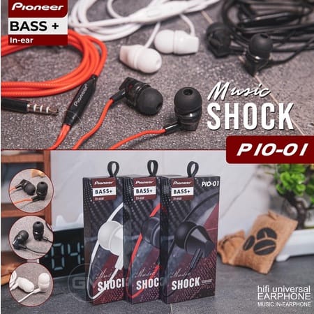 Handfree  Earphone Original Pioner PIO-01 SuperBass+Mic Headset Stereo Music