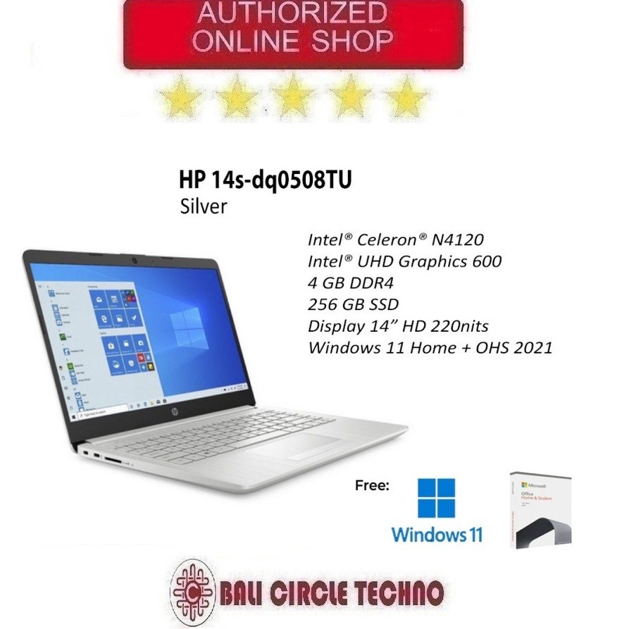 Jual Hp 14s Dq0508tu Intel Celeron N4120 4gb 256gb Ssd 14hd W11 Ohs Silver Shopee Indonesia 0242