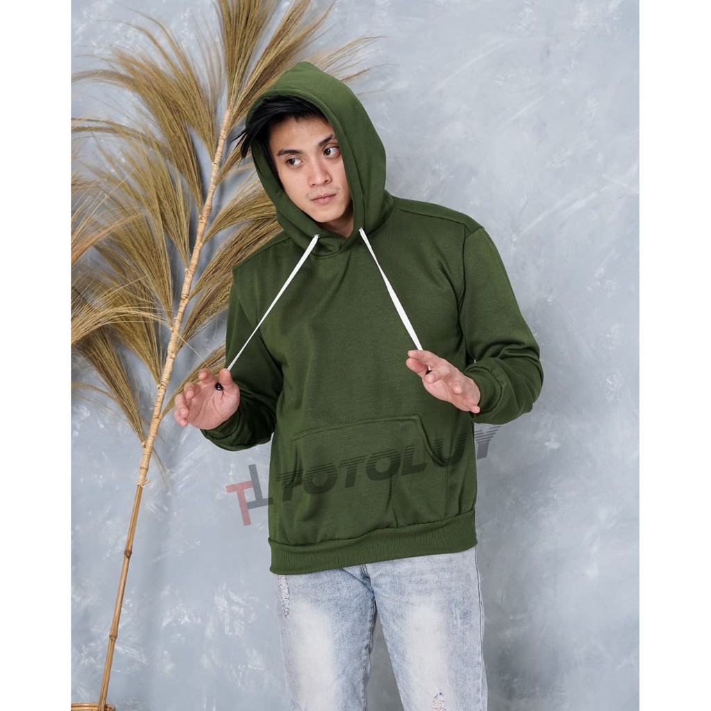 MUKZHOP - SWEATER HOODIE BASIC POLOS / TOTOLUY / SWEATER POLOS / HIJAU ARMY