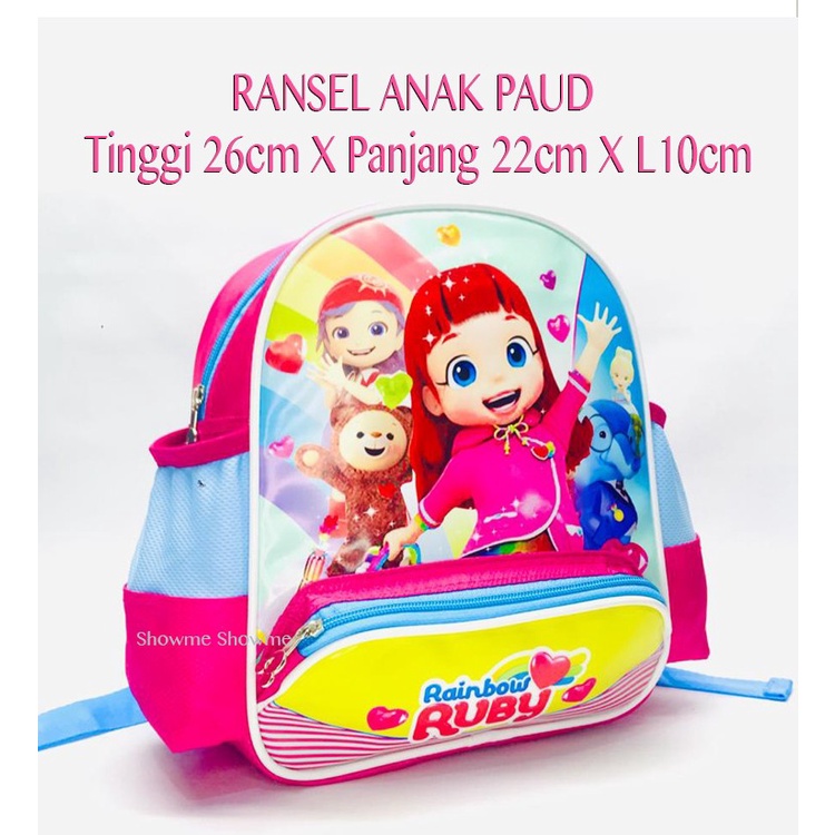Showme Tas Ransel Anak Sekolah PAUD Playgroup TK 10in (T26cm X P20cm X L10cm) elsa anna putri