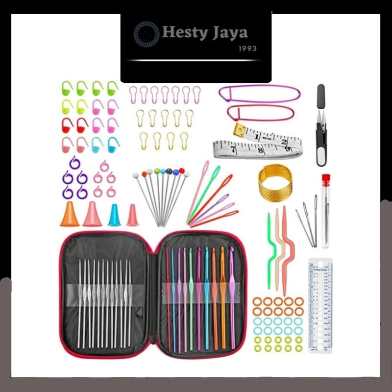 Alat Rajut Set 100pcs / Hakpen Set / Perlengkapan Rajut Set / Jarum Rajut Set - BOX