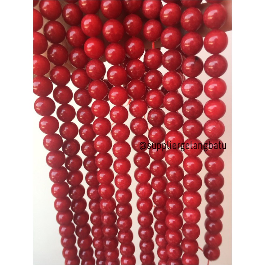 batu red ruby 10mm coral agate merah onyx kilap aksesoris fashion akik grosir kerajinan aksesoris