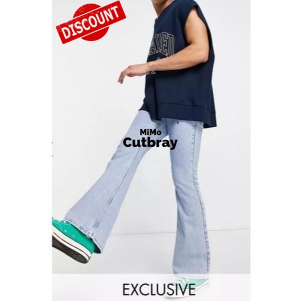 Celana Panjang Cutbray Pria Original Produk Bahan Jeans Lebar bawah 25cm