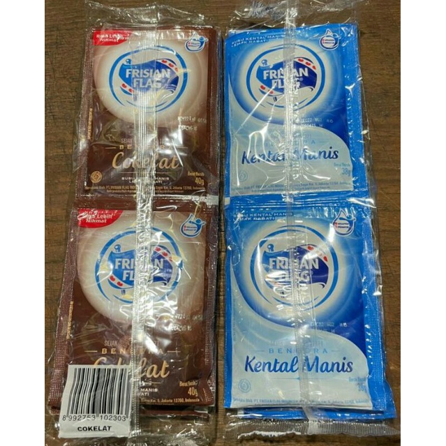 

Frisian Flag Susu Kental Manis Putih / Coklat 1 Pack (isi 6 sachet)