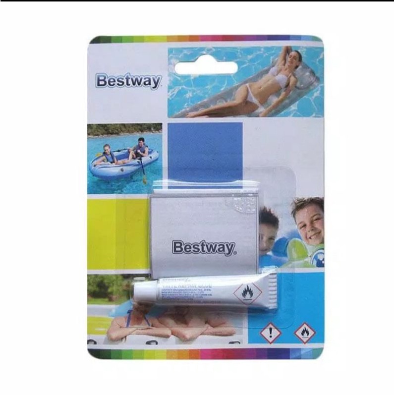 BESTWAY Lem Tambal Kasur Angin / BEST WAY Repair Kit Balon Kolam Renang Karet Kasur satu set