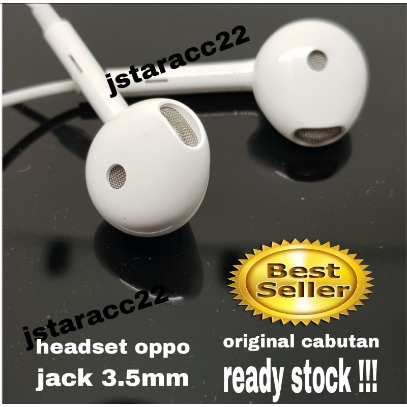 HANDSFREE OPPO ORIGINAL 100 % CABUTAN/COPOTAN JACK 3.5MM HF BASS STEREO HANSET