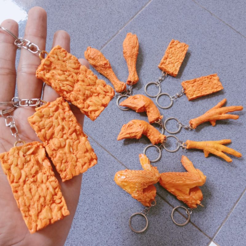 kay20 - Gantungan kunci unik tempe goreng ayam goreng lucu unik murah promo