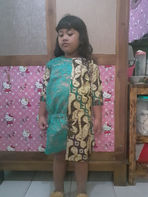 Tunik Batik Anak Brokat Toska Coklat Atasan Batik Anak Muslim Atasan Blus Batik Anak Cantik Unik