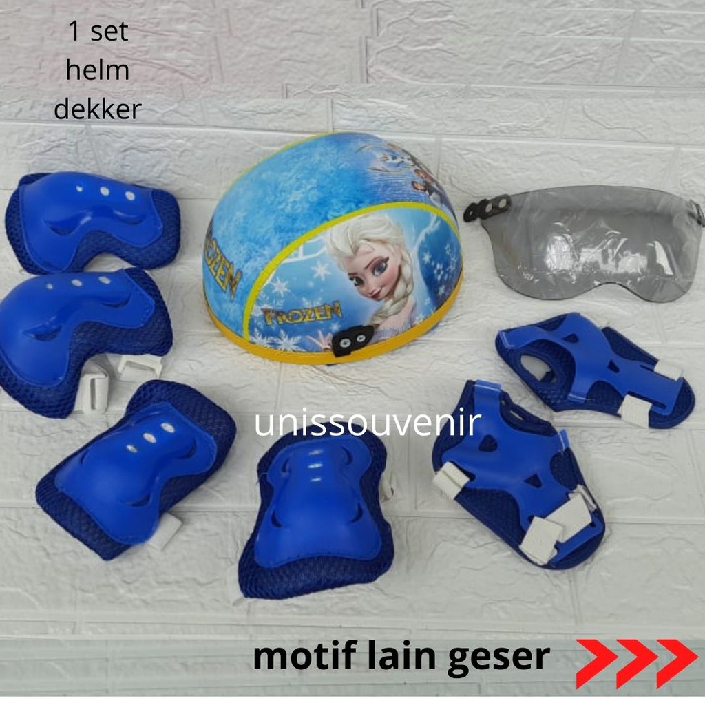 helm sepeda anak anak lengkap deker