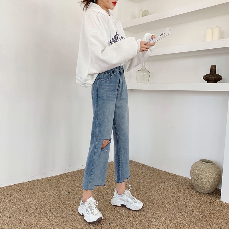 Termurah kekinian Import  korean style ripped highwaist celana jeans wanita