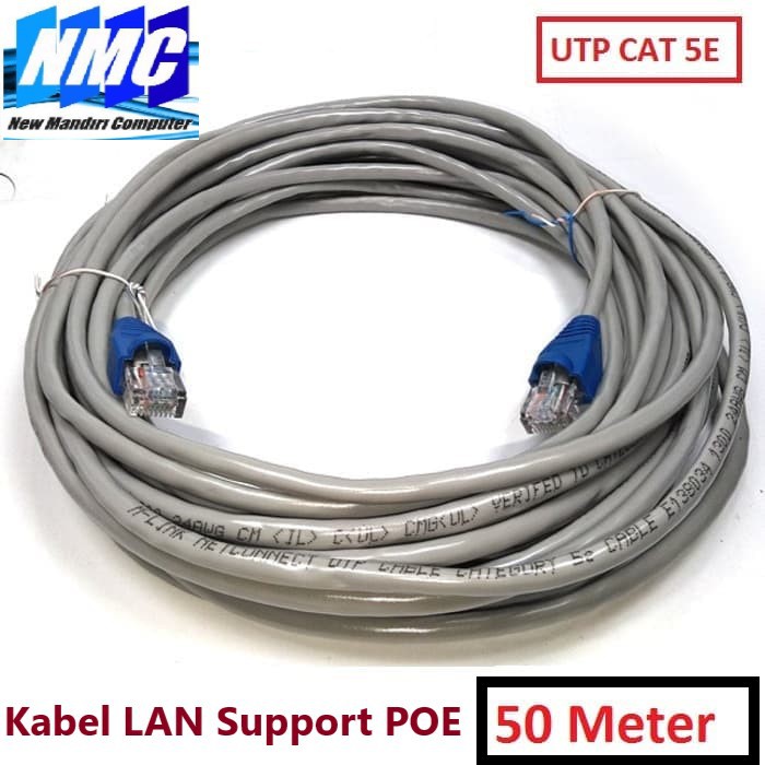 Kabel Lan 50 Meter Grey UTP Cat5E / UTP CAT 5E RJ45+Plugboot