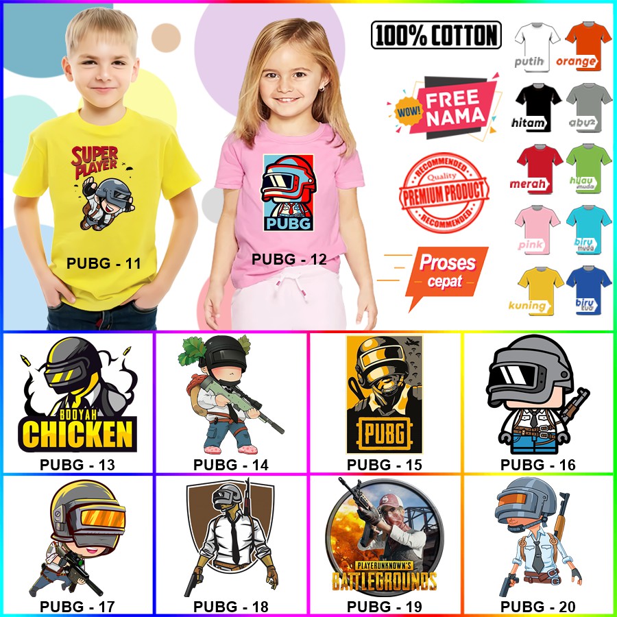 Baju Kaos ANAK DAN DEWASA PUBG COUPLE (FREE NAMA)